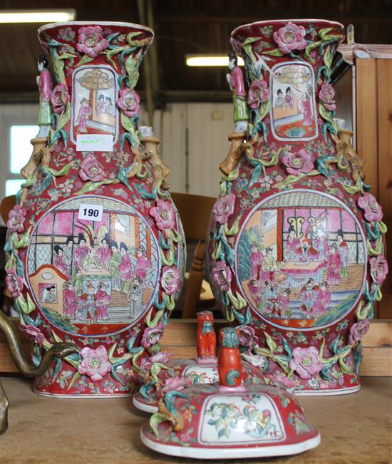 Pair of Chinese vases damaged